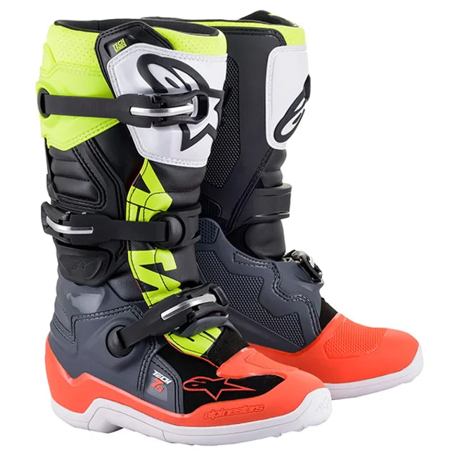 Alpinestars Tech 7S Youth Dark Grey Red Yellow Fluo Motocross Boots