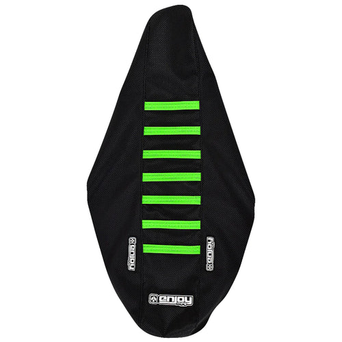 Enjoy MFG Black Green Ribbed Seat Cover - Kawasaki