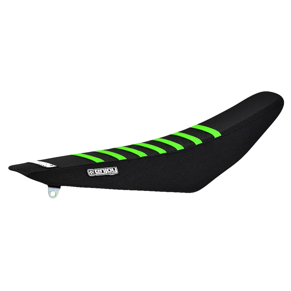 Enjoy MFG Black Green Ribbed Seat Cover - Kawasaki