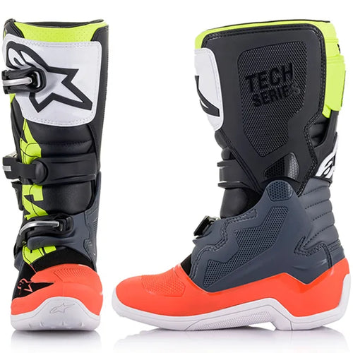 Alpinestars Tech 7S Youth Dark Grey Red Yellow Fluo Motocross Boots