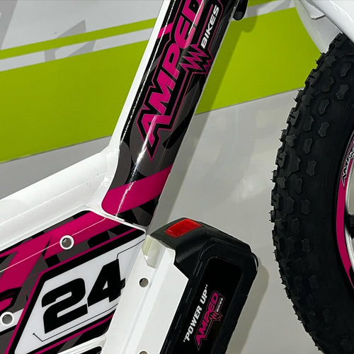 Amped A16 180W Electric Balance Bike - White Pink Custom