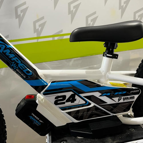 Amped A16 180W Electric Balance Bike - White Blue Custom