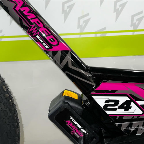 Amped A20 300W Electric Balance Bike - Black Pink Custom