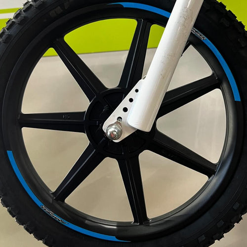 Amped A16 180W Electric Balance Bike - White Blue Custom