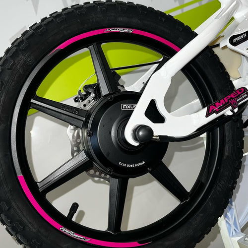 Amped A16 180W Electric Balance Bike - White Pink Custom