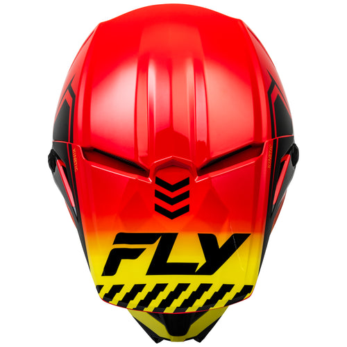 Fly Racing 2024 Kinetic Menace Red Black Yellow Motocross Helmet