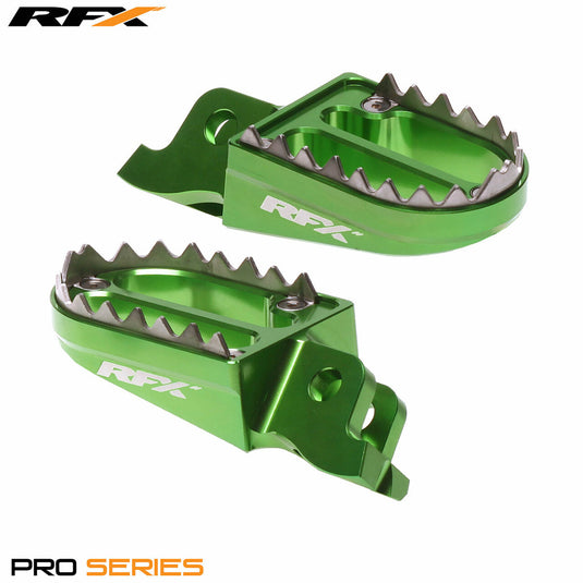 RFX Pro Series 2 Footrests (Green) - Kawasaki