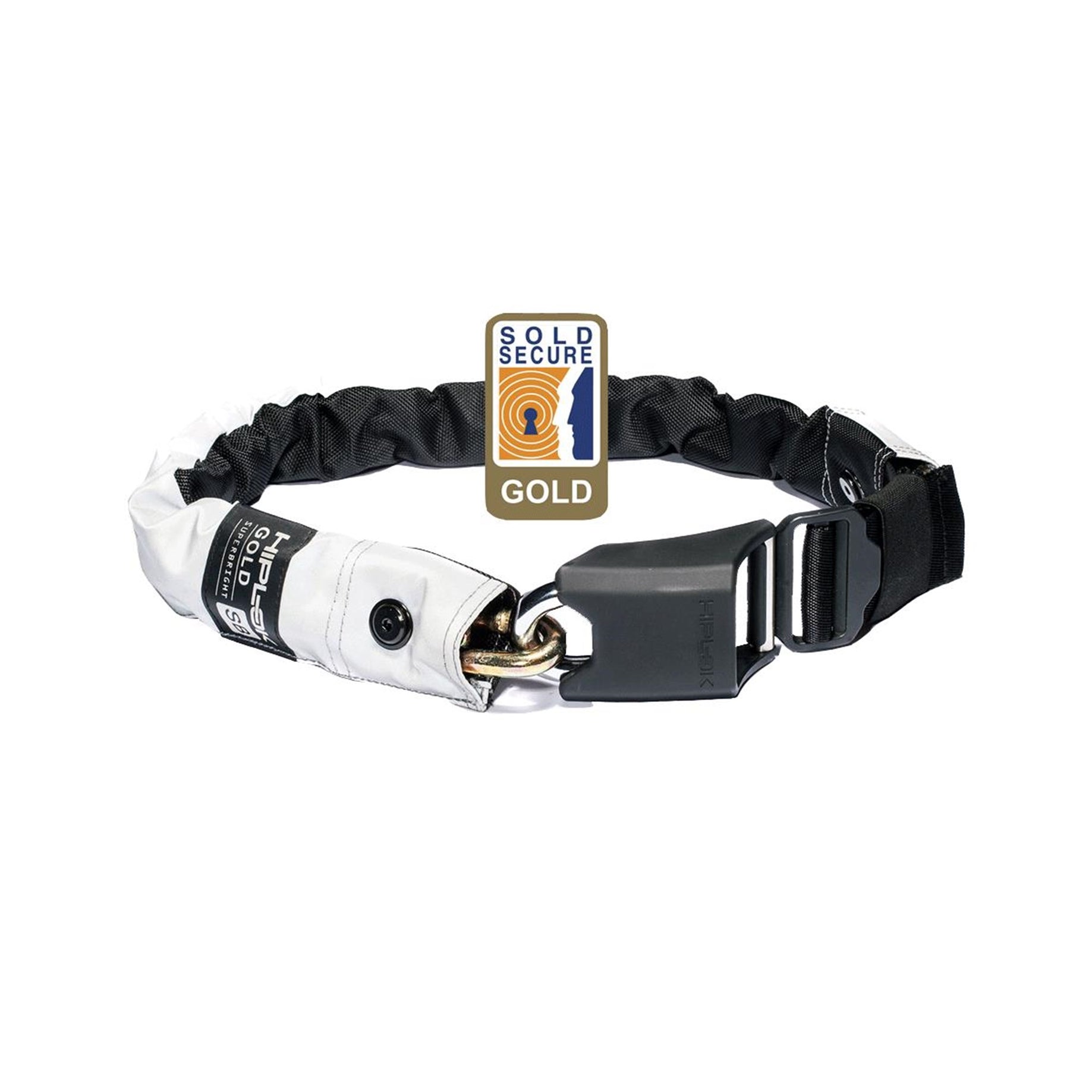 Hiplok Gold Wearable Chain Lock 10mm X 85cm - Waist 24"-44" (Gold Sold Secure) High Visibility