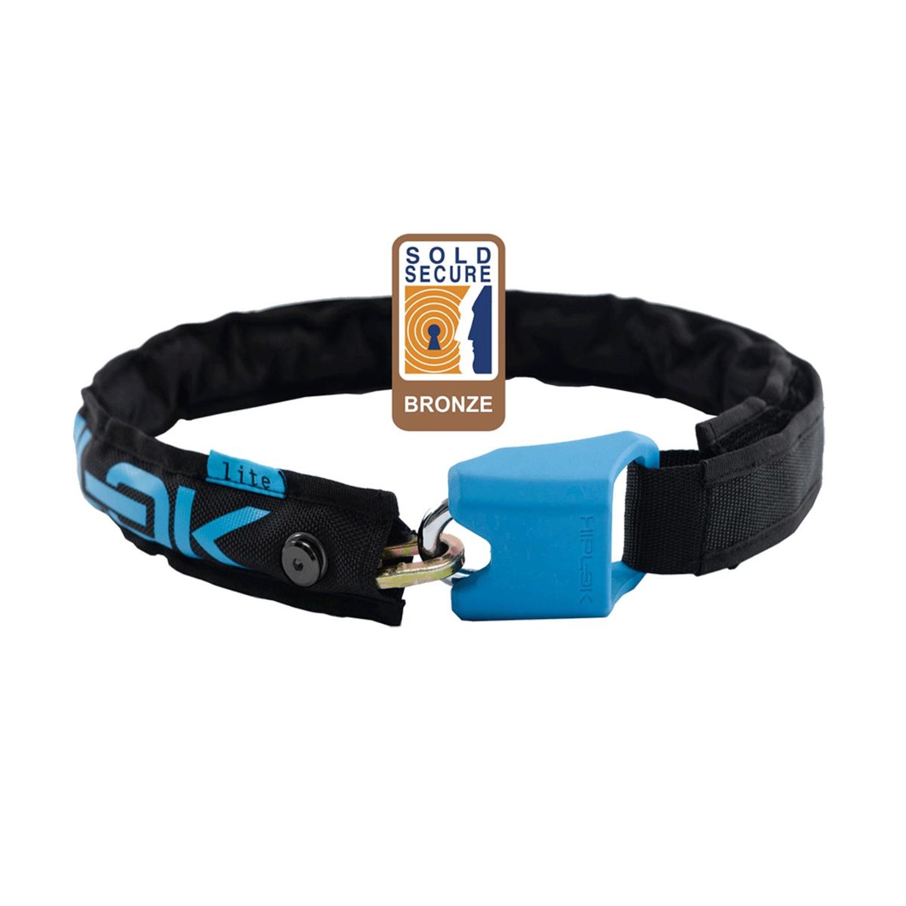 Hiplok Lite Wearable Chain Lock 6mm X 75cm - Waist 24"-44" (Bronze Sold Secure) - Black/Cyan