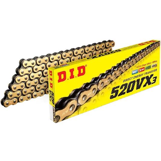 DID 520 VX3 Heavy Duty X-Ring Gold Black Enduro Chain 120 Link