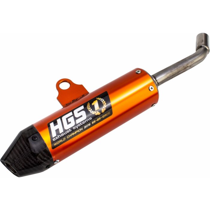 HGS Exhaust Silencer Orange Carbon End KTM SX 85