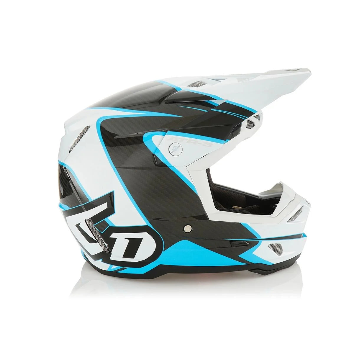 2025 6D ATR-3 Wave Gloss Cyan White Motocross Helmet