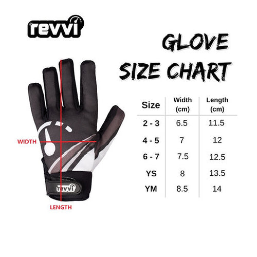 Revvi Kids Bike Gloves Long finger tech with Carbon look knuckle protection