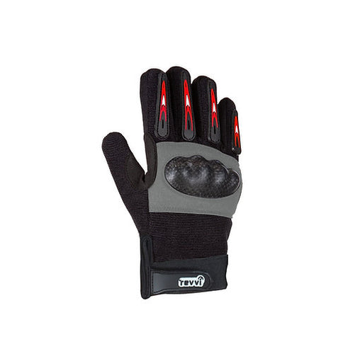 Revvi Kids Bike Gloves Long finger tech with Carbon look knuckle protection