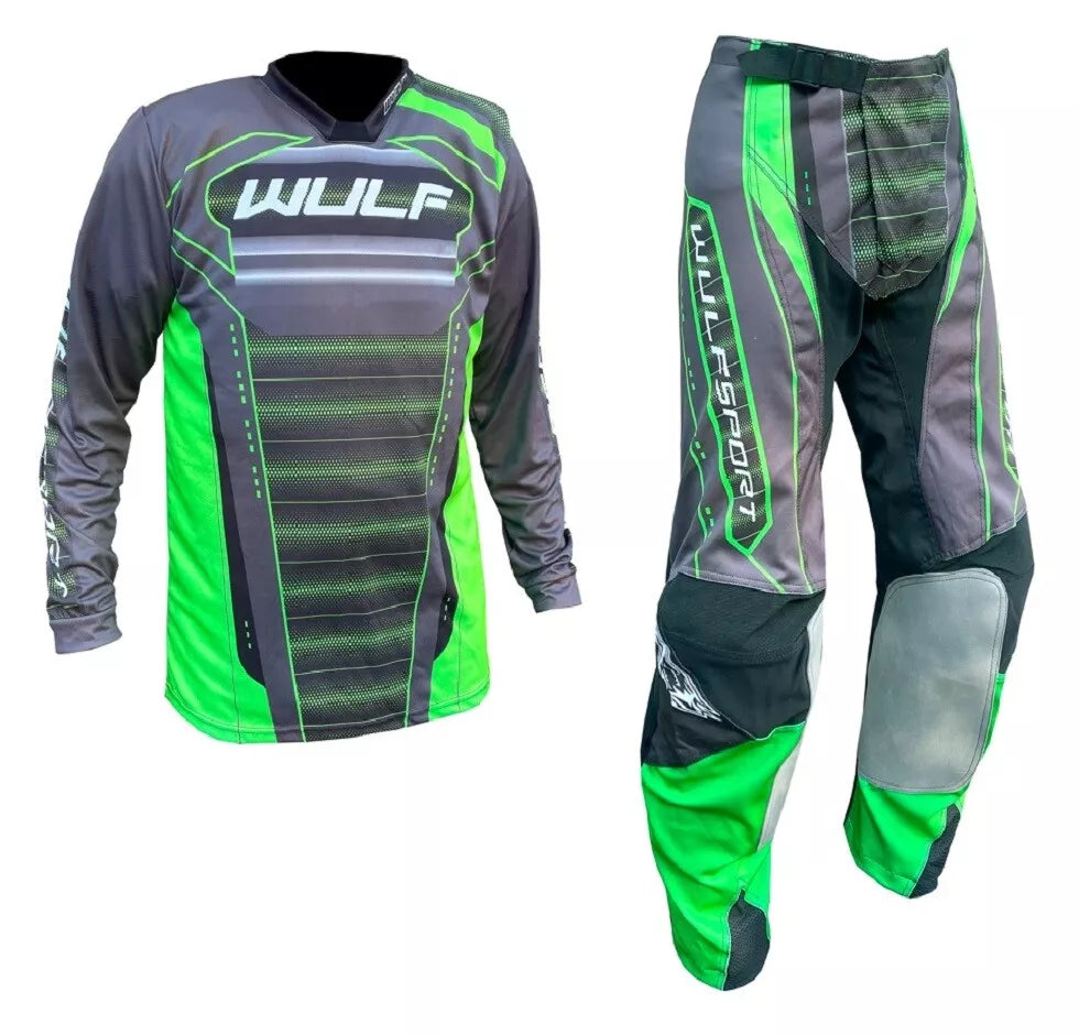 Wulfsport Kids MX 2024 CORSAIR Pant & Jersey Combo Set - Green