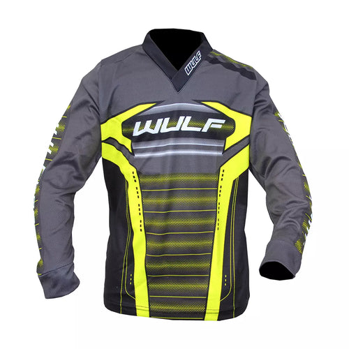 Wulfsport Kids MX 2024 CORSAIR Shirt Pant Helmet Goggle Combo Set - Yellow