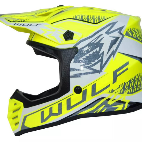 Wulfsport Kids MX 2024 CORSAIR Shirt Pant Helmet Goggle Combo Set - Yellow