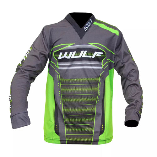 Wulfsport Kids MX 2024 CORSAIR Shirt Pant Helmet Goggle Combo Set - Green