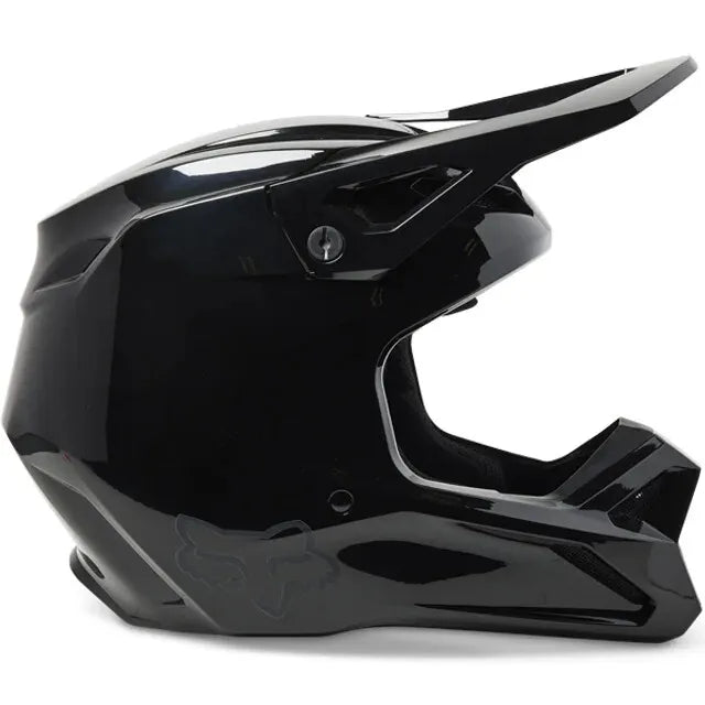 FOX Racing V1 Solid Gloss Black Motocross Helmet