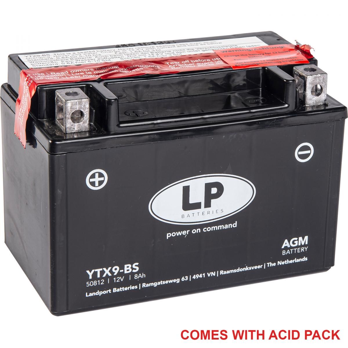 Landport AGM Maintenance Free Battery LTX9-BS, YTX9-BS